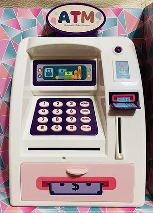 Скарбничка дитяча, сейф банкомат, термінал, кодовий замок, купюроприймач, гроші, вірші, пісеньки, звук, світло