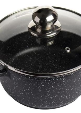 Кастрюля алюминиевая с антипригарным покрытием margary queen | диаметр 20см -- mq-203, черный