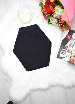 Чорна міні-спідниця гумка з люрексом блискуча сяюча