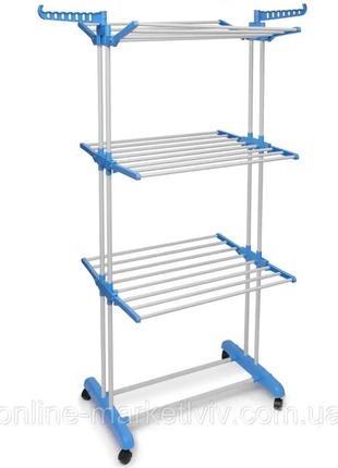 Многоярусная вертикальная сушилка для белья, напольная складная сушилка с колесиками...