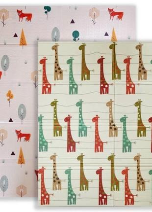 Детский двухсторонний развивающий термоковрик для игр с рисунком дорога 180x150см - tk-2483