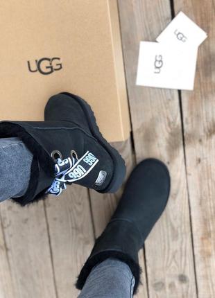 Ugg bailey bow short black, жіночі/жіночі зимові/зимові угі/уггі/угі шкіряні чоботи7 фото