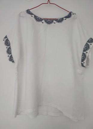 Блуза лен+ трикотаж, вышивка4 фото