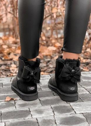 Красивые кожаные зимние сапоги ugg mini в черном цвете /осень/зима/весна😍8 фото