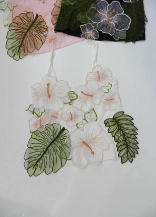 ⛔ ✅нежная полупрозрачная маечка шифон с цветами и листиками на тонких брителях1 фото