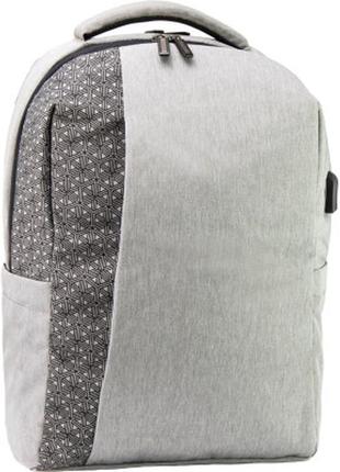Рюкзак школьный optima 17.5" usb techno мужской 0.7 кг 16-25 л серый с выделенными элементами (o97593-03)1 фото