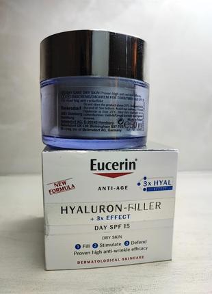 Дневной крем против морщин для сухой и чувствительной кожи eucerin hyaluron-filler day cream for dry skin3 фото