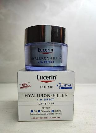 Денний крем проти зморшок для сухої і чутливої шкіри eucerin hyaluron-filler day cream for dry skin