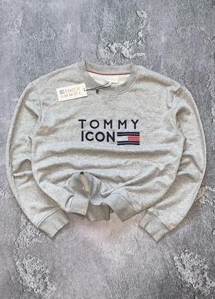 Tommy hilfiger icon big logo wmns xs женская новая кофта свитшот лонг слив свитер большое лого томи хилфигер