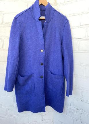 Очень стильное синее пальто1 фото