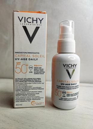 Солнцезащитный невесомый флюид против признаков фотостарения кожы лица spf50+vichy capital soleil uv-age daily3 фото