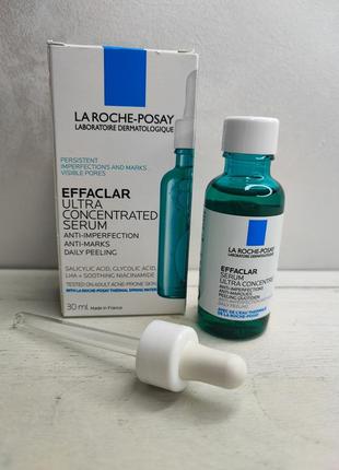 Сыворотка для лица с эффектом пилинга с комплексом 3 кислот la roche-posay effaclar serum  термін до 10.23р.