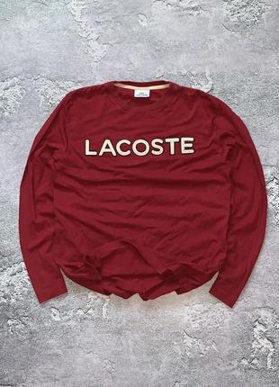 Lacoste 4 м big logo sweatshirt лакост большое лого свитшот лонг слив свитер футболка длинный рукав