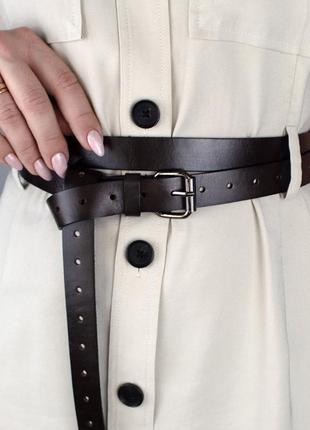 Ремень женский кожаный в два оборота sf-2501 коричневый (180-230 см)1 фото