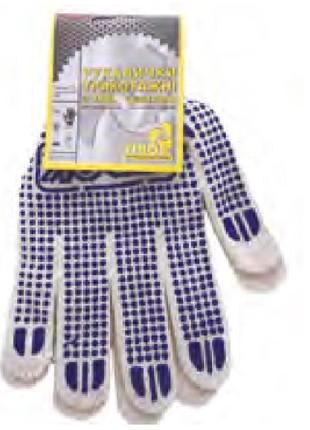 Рукавици трикотажни били з пвх крапкою (5 ниток; 100%- полиестер), розм. 10 83v005