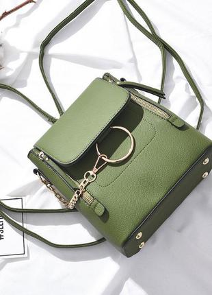 Модный зелёный женский рюкзак сумка