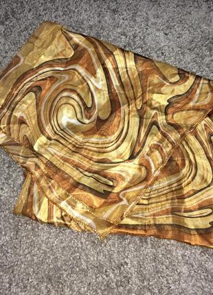 Платок шарф шелковый коричневый песочный