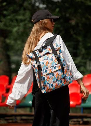 Женский рюкзак sambag rolltop milton тканевый с принтом "light"2 фото