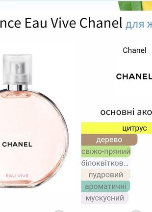 Оригинальн! распив! chanel eau vive 1мл1 фото