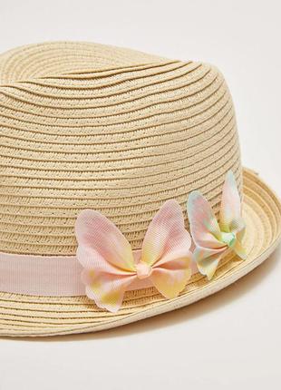 7-10/10-12 лет новая фирменная соломенная шляпа шляпка с бабочками девочке lc waikiki вайки