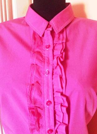 Удлиненная блуза с воланами "tommy hilfiger"  малинового цвета6 фото
