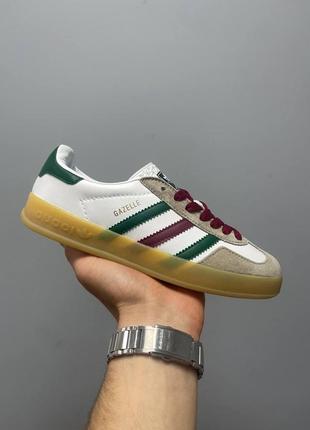 Кросівки adidas x gucci gazelle white green red2 фото