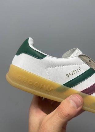 Кросівки adidas x gucci gazelle white green red7 фото