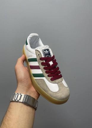Кросівки adidas x gucci gazelle white green red3 фото