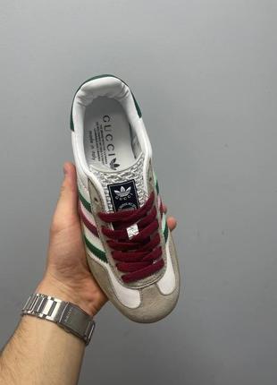 Кросівки adidas x gucci gazelle white green red4 фото