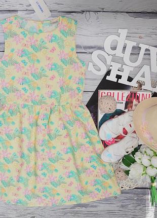 6-7/11-12 лет очень нарядное романтичное платье сарафан цветы из поплина с круглым...