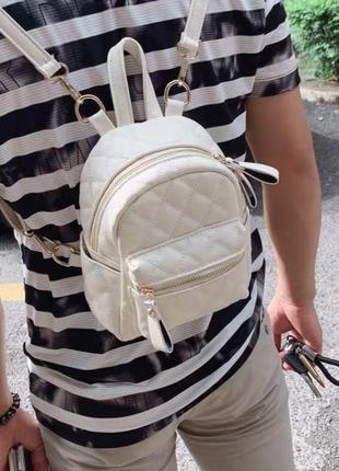 Женский кожаный стильный недорогой модный белый красивый  рюкзак рюкзачок сумка3 фото