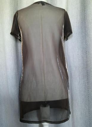 Женское прозрачное блестящее эротическое летнее платье футболка туника сетка фотосессия хэллоуин2 фото