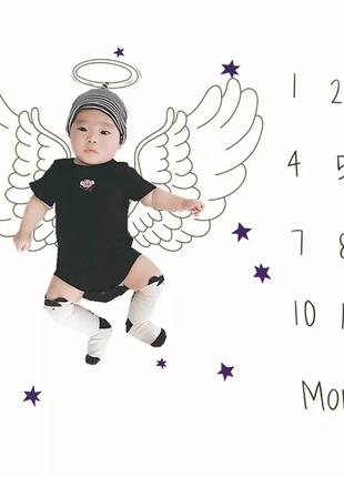 Пеленка фотофон для фотографий малышей по месяцам крылья1 фото