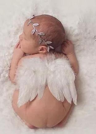 Крылья  белые и веночек  для фотосессии младенца