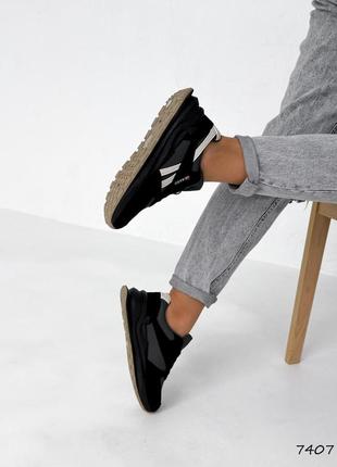 Кросівки жіночі idil чорні + сірий + беж, екошкіра/екозамша10 фото