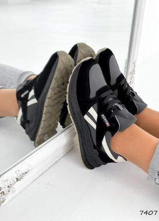 Кросівки жіночі idil чорні + сірий + беж, екошкіра/екозамша3 фото