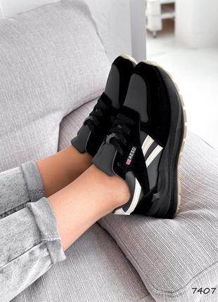 Кросівки жіночі idil чорні + сірий + беж, екошкіра/екозамша7 фото