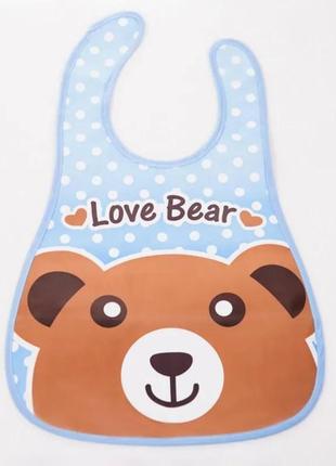 Детский непромокаемый нагрудник с карманом медведь арт 51076