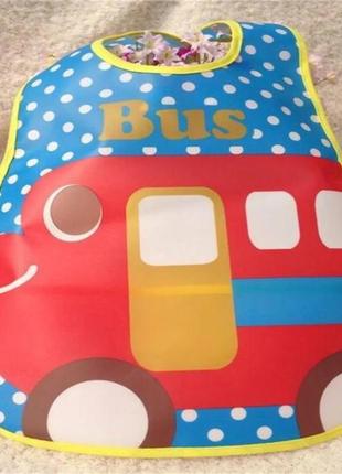 Дитчий  непромокаємий нагрудник з карманом автобус  арт 510792 фото
