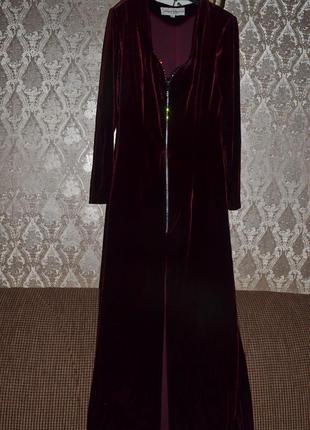Платье из стрейч-бархата  на  молнии со стразами2 фото