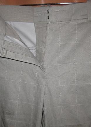 Хлопок61% классные светлые серые в клетку штаны брюки мом длинные h&m с карманами в офис на работу