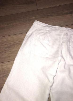 Лляні штани жіночі, брюки білі льон, широкі штани4 фото