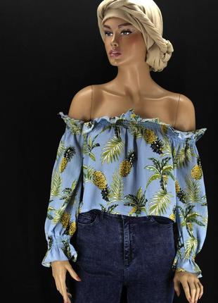 Оригинальная блузка "diffuse" с ананасами. размер uk12.