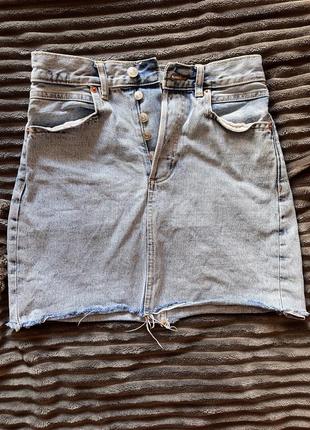 Голубая джинсовая юбка mango xs1 фото