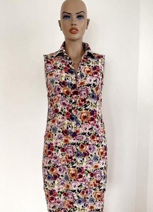 Angel schlesser платье шелковое на пуговицах шелк цветы