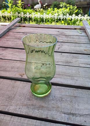 Красивая большая ваза для цветов конфет  стеклянная ссср гутное стекло1 фото
