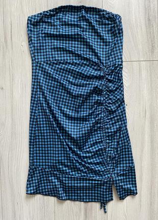Сукня у клітинку бондо з розрізом збіркою плаття1 фото
