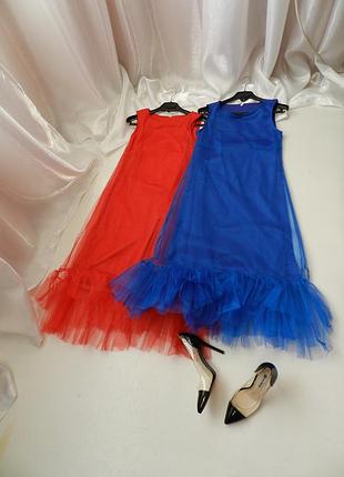 Сукня фатин сітка пишні волани рюші1 фото