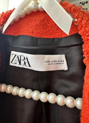 Твідовий жакет zara оранжевый твидовый пиджак zara новый!3 фото