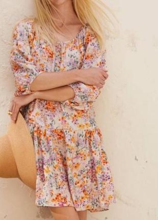 Платье оверсайс, свободный пошив,h &amp; m в цветы.4 фото